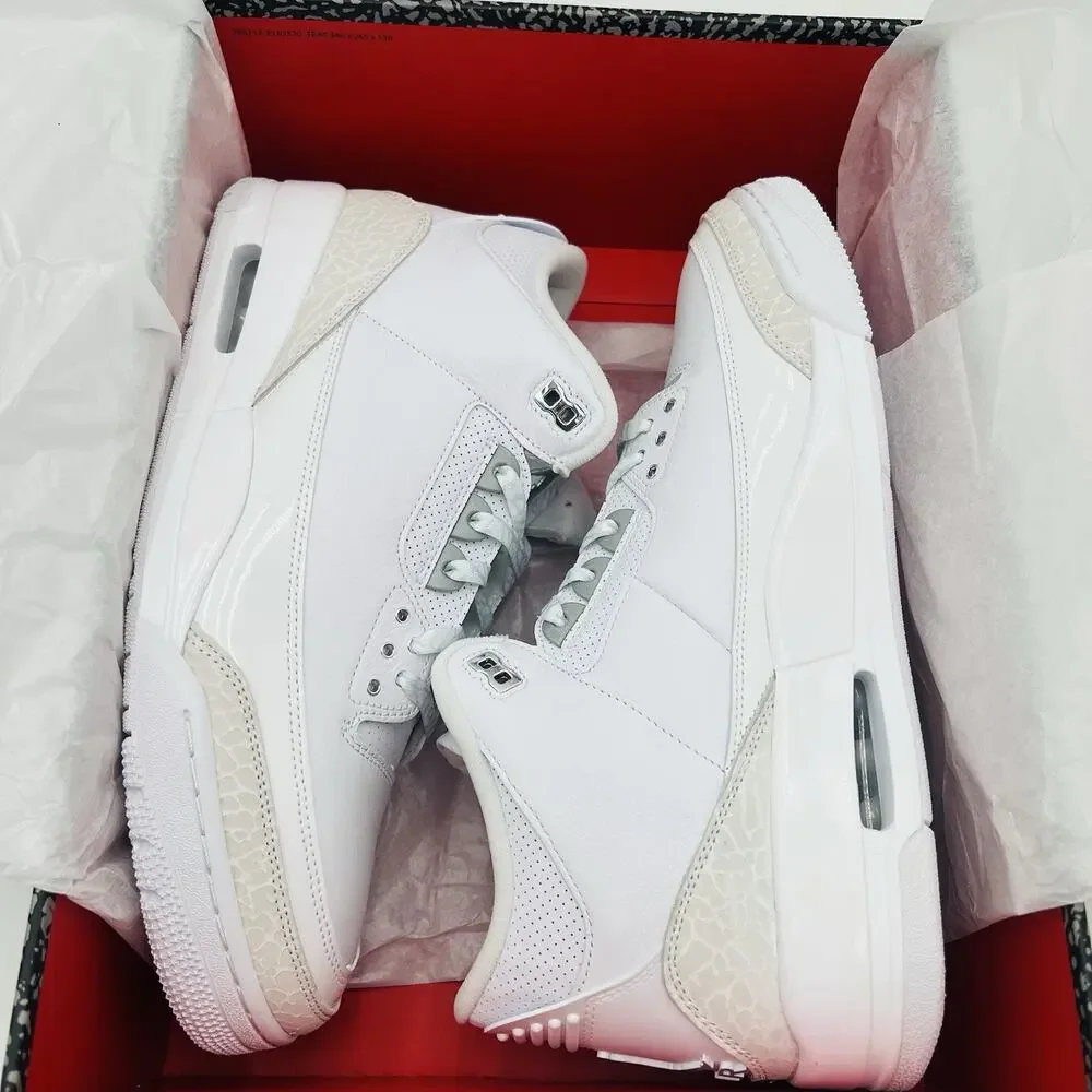 Nike Air Jordan 3 Retro White Silver Sneakers CT8532 111 Men Size 13 NEW
